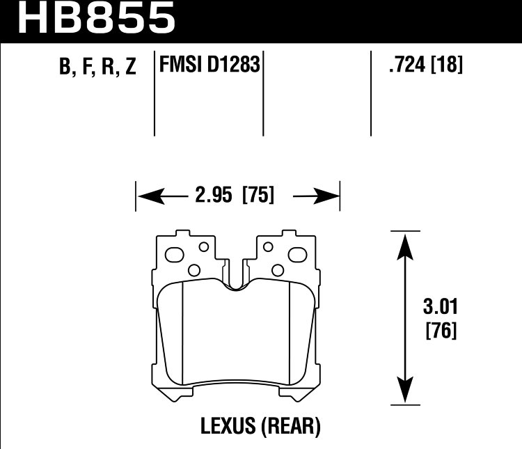 Колодки тормозные HB855B.724 HAWK HPS 5.0 Lexus LS (F4), LS350, LS500 2017->  задние