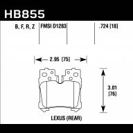 Колодки тормозные HB855B.724 HAWK HPS 5.0 Lexus LS (F4), LS350, LS500 2017-&gt;  задние - Колодки тормозные HB855B.724 HAWK HPS 5.0 Lexus LS (F4), LS350, LS500 2017->  задние
