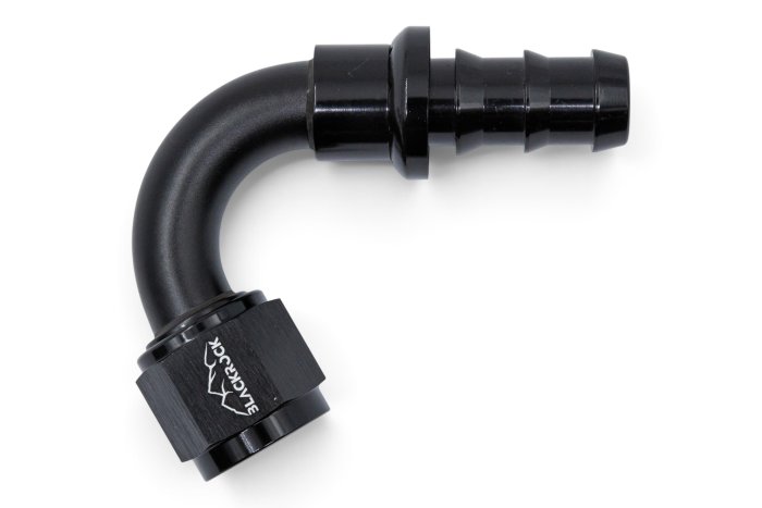 - 10 AN (10AN AN10) фитинг 120°, PUSH FIT серия BLACKROCK LAB P10-120-7BK