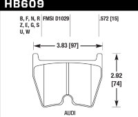Колодки тормозные HB609B.572 HAWK 5.0  AUDI RS4, RS6, R8 Brembo 8 поршней; JBT FB8P; (комплект 8 шт)