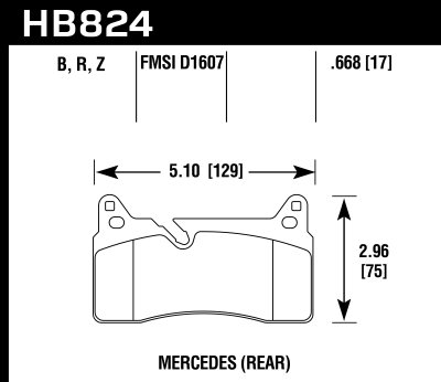 Колодки тормозные HB824Z.668 HAWK PC Mercedes-Benz SLS AMG  задние