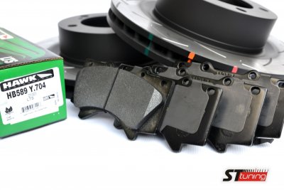 КОМПЛЕКТ ПЕРЕДНИЙ: Тормозные диски DBA 42722S T3 + колодки HAWK LTS HB589Y Toyota  LC200,Lexus LX570
