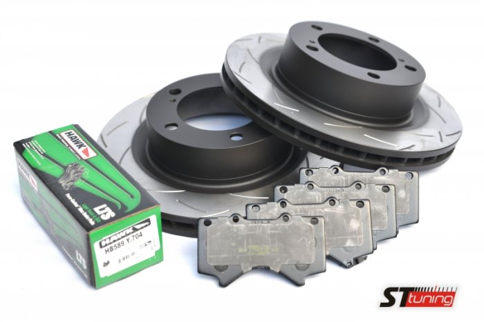 КОМПЛЕКТ ПЕРЕДНИЙ: Тормозные диски DBA 42722S T3 + колодки HAWK LTS HB589Y Toyota  LC200,Lexus LX570