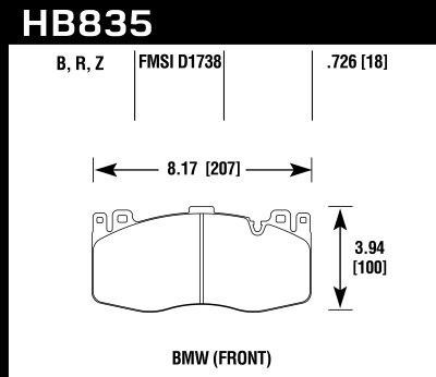 Колодки тормозные HB835B.726 перед BMW X5M F85; X6M F86