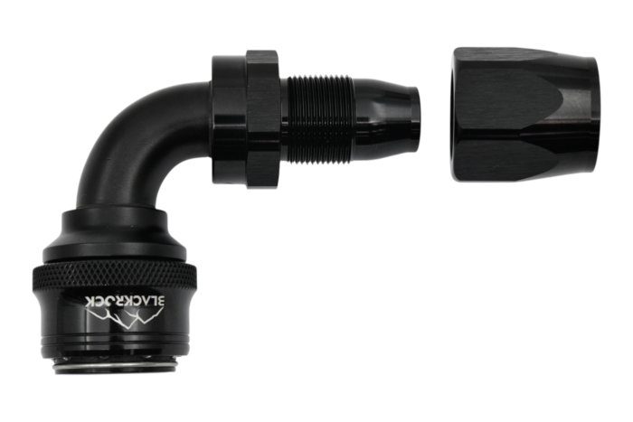 - 12 AN (12AN AN12) фитинг 90°, быстросъём М - шланг, Easy-Release, BLACKROCK LAB, FA12-090-F
