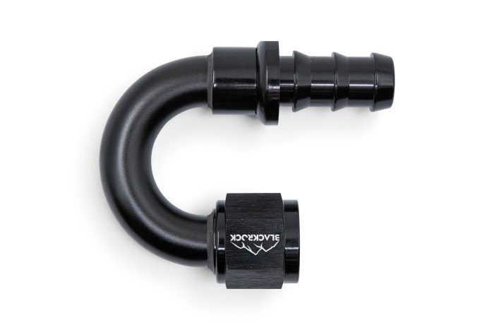 - 10 AN (10AN AN10) фитинг 180°, PUSH FIT серия BLACKROCK LAB P10-180-7BK