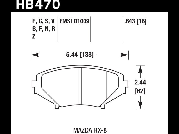 Колодки тормозные HB470E.643 HAWK Blue 9012 Mazda RX-8 передние 16 mm