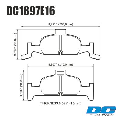 Колодки тормозные DC1897E15 DC brakes RT.2, перед AUDI A4 B9; A5 F53; Q5 FYB; суппорт ATE; 