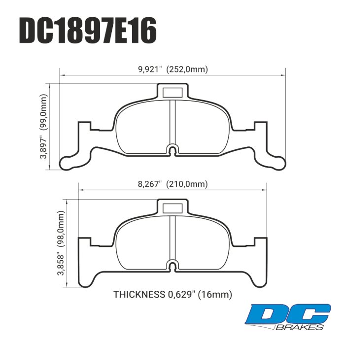 Колодки тормозные DC1897E15 DC brakes RT.2, перед AUDI A4 B9; A5 F53; Q5 FYB; суппорт ATE; 