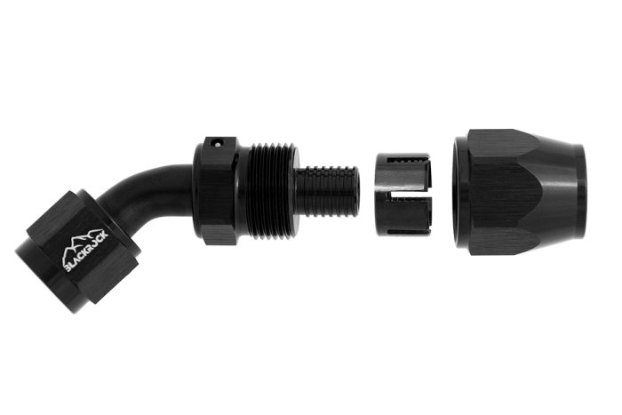 - 8 AN (8AN AN8) фитинг 45°, K90 серия, BLACKROCK LAB ЧЁРНЫЙ, K08-045-9BK
