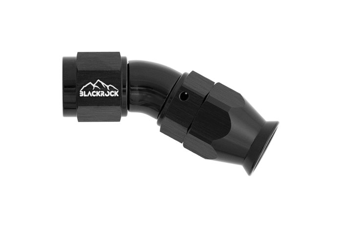 - 6 AN (6AN AN6) фитинг 45° Full Flow BLACKROCK LAB T06-045-3BK под тефлоновый шланг (600 серия)