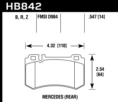 Колодки тормозные HB842B.547 задние MB CLS C219; S W220; S W221; S C215; S C216; SLR R199
