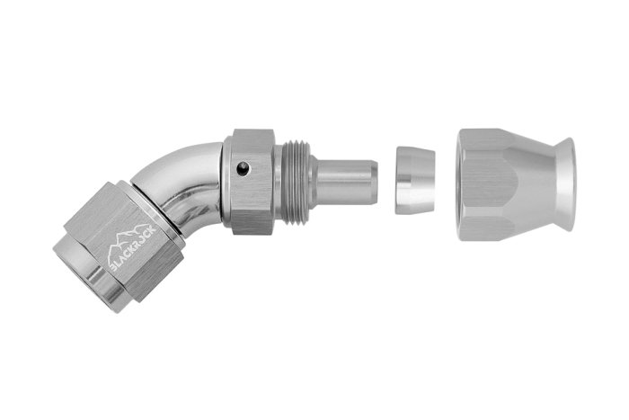 - 6 AN (6AN AN6) фитинг 45° Full Flow BLACKROCK LAB T06-045-3Ti под тефлоновый шланг (600 серия)