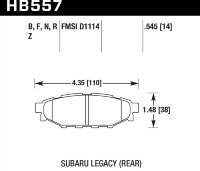 Колодки тормозные HB557F.545 HAWK HPS задние Subaru BR-Z, Forester SG, SH, Impreza GH, Legacy