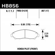 Колодки тормозные HB856F.667 HAWK HPS Honda Pilot; Cadillac XT5; XT6 - Колодки тормозные HB856F.667 HAWK HPS Honda Pilot; Cadillac XT5; XT6