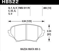 Колодки тормозные HB522F.565 HAWK HPS передние MAZDA Miata MX-5 NC