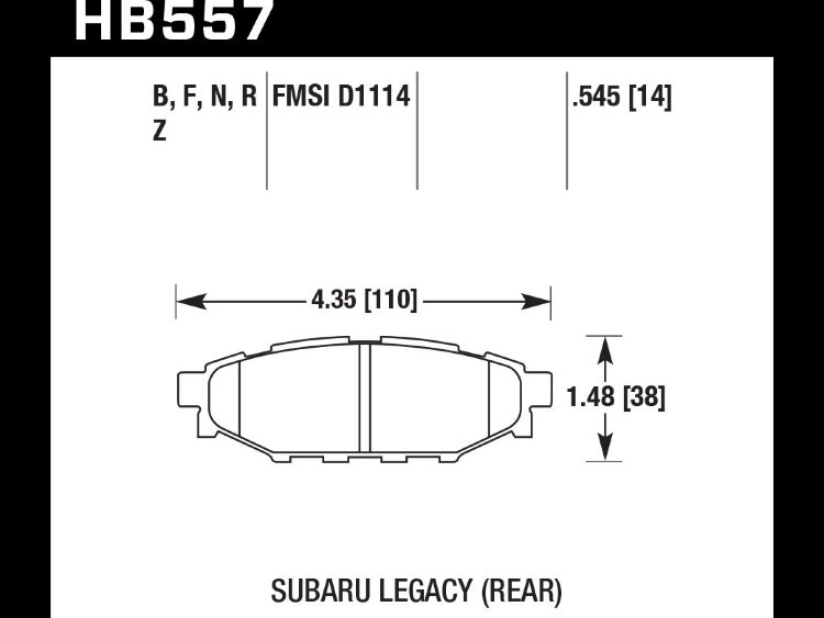 Колодки тормозные HB557N.545 HAWK HP Plus задние Subaru BR-Z, Forester SG, SH, Impreza GH, Legacy