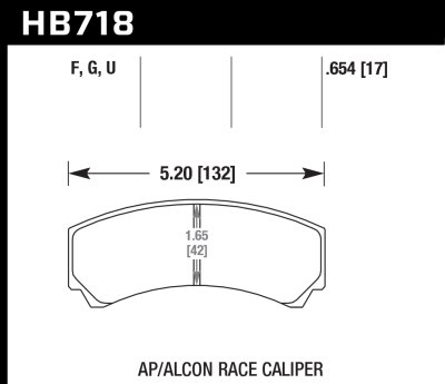 Колодки тормозные HB718G.654 HAWK DTC-60; HP-Brakes HPB-BP607; D=42mm (17mm)