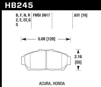 Колодки тормозные HB245N.631 HAWK HP Plus