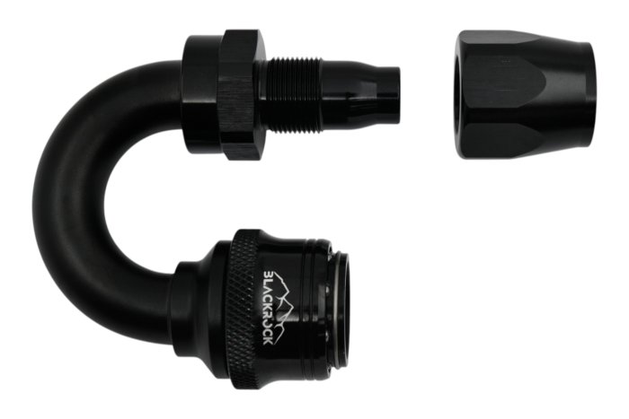 - 6 AN (6AN AN6) фитинг 180°, быстросъём М - шланг, Easy-Release, BLACKROCK LAB, FA06-180-F