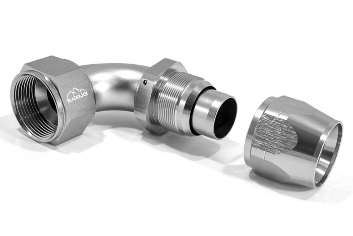 - 20 AN (20AN AN20) фитинг 90°, 20 серия Cutter Style, BLACKROCK LAB A20-090-2Ti