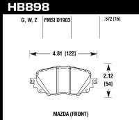 Колодки тормозные HB898B.572 Street 5.0; Mazda MX-5 ND, Fiat 124 Spider передние (суппорт Nissin) 
