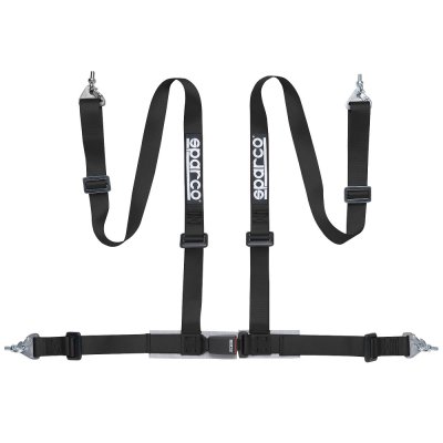 Ремень безопасности SPARCO 4 точки, 2&quot;, крючки+болты, ECE, чёрный, 04604BM1NR