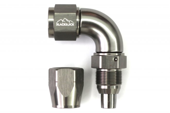 - 8 AN (8AN AN8) фитинг 90°, Full Flow серия BLACKROCK LAB A08-090-3Ti