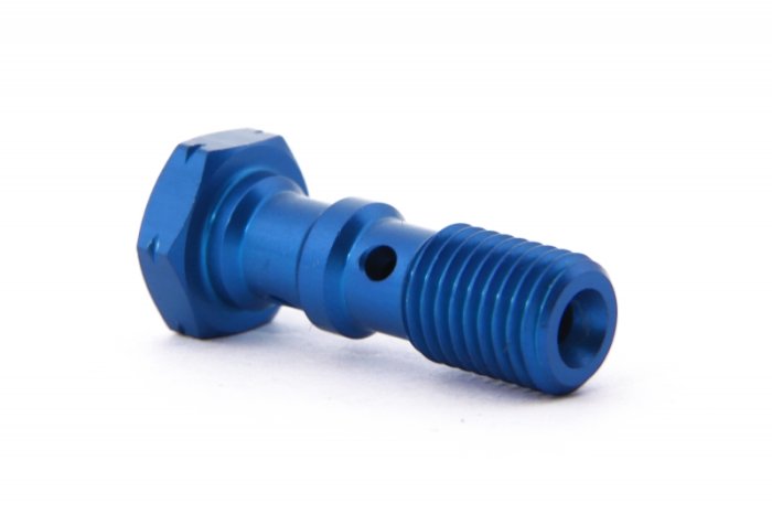 Болт (штуцер) двойной для banjo M10x1.25 L=30 mm алюминий СИНИЙ, Goodridge 993-03-32DBU