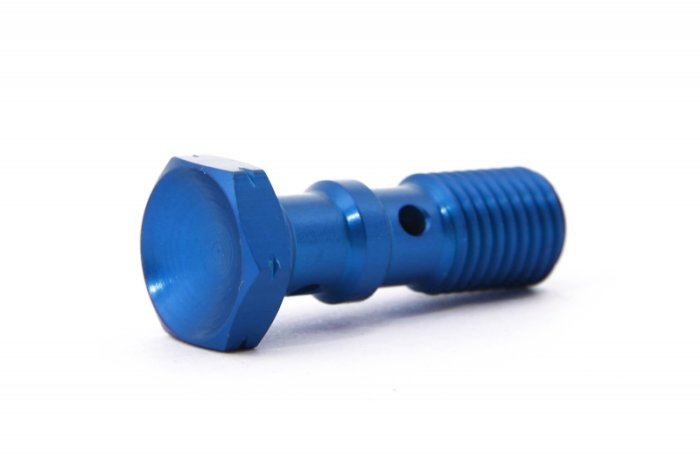 Болт (штуцер) двойной для banjo M10x1.25 L=30 mm алюминий СИНИЙ, Goodridge 993-03-32DBU