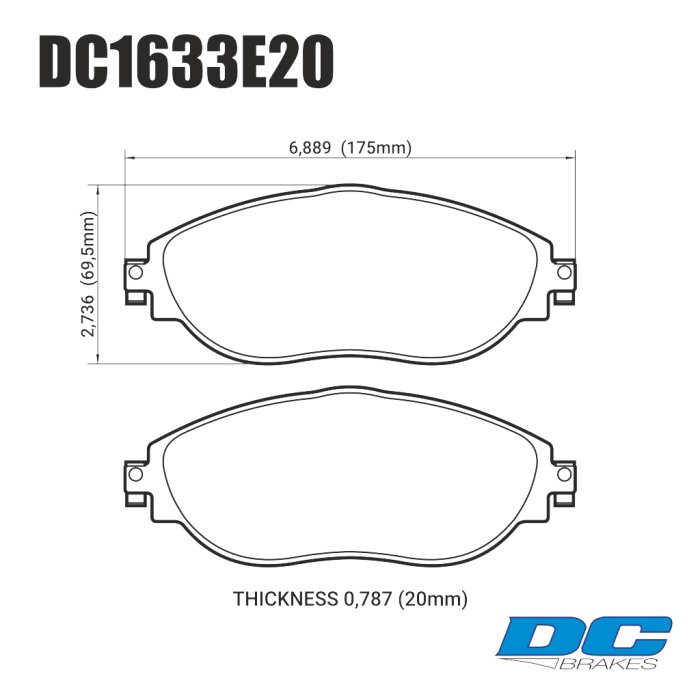 Колодки тормозные DC1633E20 DC Brakes  RT.2 перед VW GOLF VII; Tiguan; A3 8V; Skoda Octavia, Kodiaq