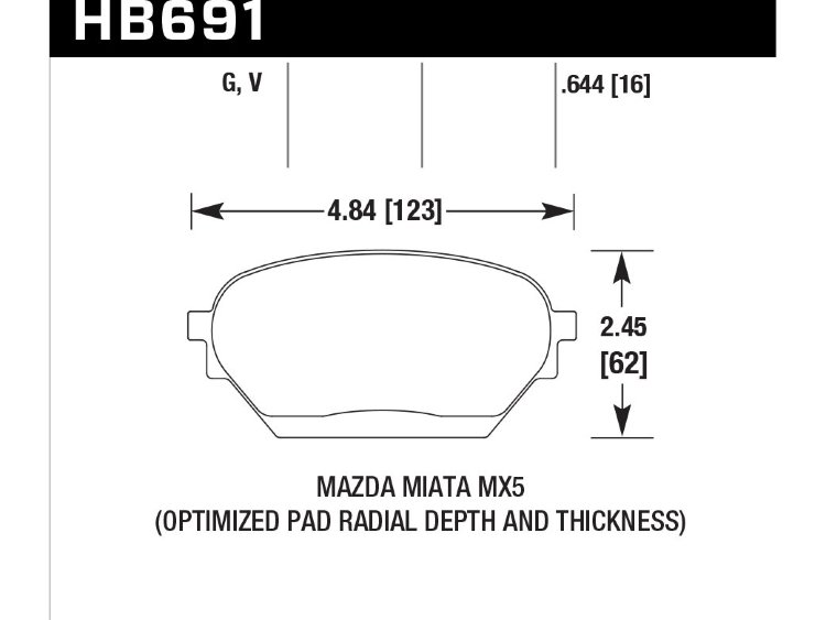 Колодки тормозные HB691G.644 HAWK DTC-60 Mazda MX-5 16 mm