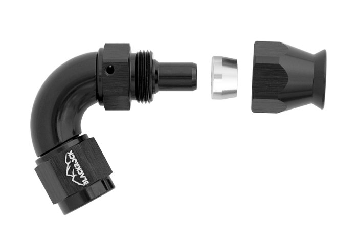 - 6 AN (6AN AN6) фитинг 120° Full Flow BLACKROCK LAB T06-120-3BK под тефлоновый шланг (600 серия)