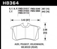 Колодки тормозные HB364D.587 HAWK ER-1 задние Renault Megane RS; VAG