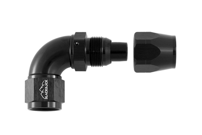 - 8 AN (8AN AN8) фитинг 90°, Full Flow серия BLACKROCK LAB A08-090-3BK