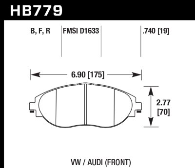 Колодки тормозные HB779B.740 HAWK HPS 5.0; перед VW GOLF VII; Tiguan; A3 8V; Skoda Octavia, Kodiaq