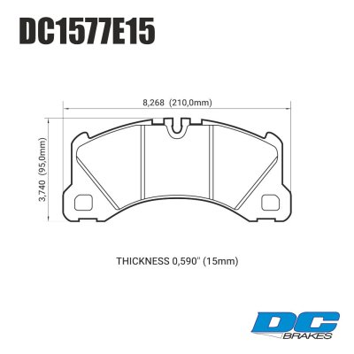 Колодки тормозные DC1577E15 DC Brakes RT.2 перед  CAYENNE, PANAMERA, MACAN, TOUAREG 360, 368, 390MM