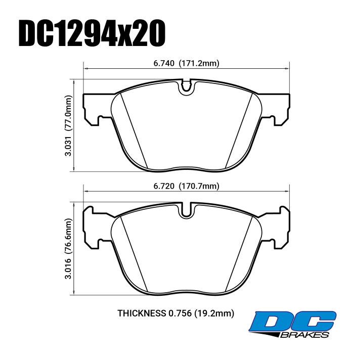 Колодки тормозные DC1294P20 DC brakes STR.S+,  передние BMW X5 E70, F15; X6 E71, F16 