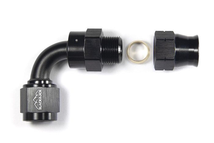 Фитинг AN-08, 90°, "мама" Hardline, алюминий, BLACKROCK LAB H08-090-BK