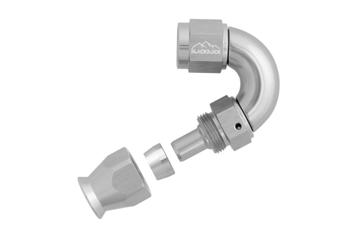 - 6 AN (6AN AN6) фитинг 150° Full Flow BLACKROCK LAB T06-150-3Ti под тефлоновый шланг (600 серия)