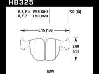 Колодки тормозные HB325B.720 передние BMW X5 E53 / M5 E39 / E39