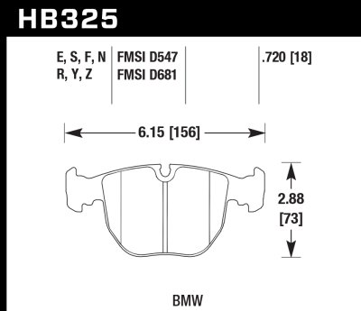 Колодки тормозные HB325B.720 передние BMW X5 E53 / M5 E39 / E39