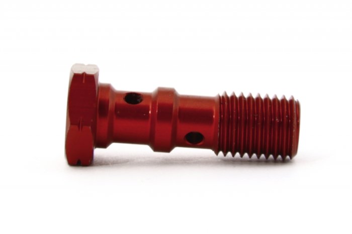 Болт (штуцер) двойной для banjo M10x1.25 mm L=30 mm алюминий КРАСНЫЙ, Goodridge 993-03-32DR