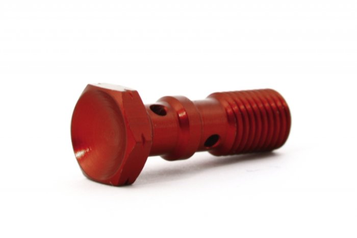 Болт (штуцер) двойной для banjo M10x1.25 mm L=30 mm алюминий КРАСНЫЙ, Goodridge 993-03-32DR