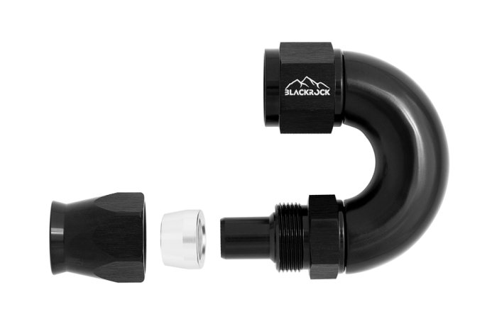 - 6 AN (6AN AN6) фитинг 180° Full Flow BLACKROCK LAB T06-180-3BK под тефлоновый шланг (600 серия)