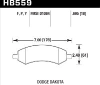 Колодки тормозные HB559F.695 HAWK HPS перед DODGE RAM 1500, DURANGO