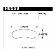 Колодки тормозные HB559F.695 HAWK HPS перед DODGE RAM 1500, DURANGO - Колодки тормозные HB559F.695 HAWK HPS перед DODGE RAM 1500, DURANGO