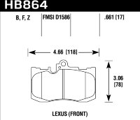 Колодки тормозные HB864B.661 HAWK HPS 5.0 перед Toyota Celsior 4.3 (UCF3) Lexus GS 2005-> ; IS III
