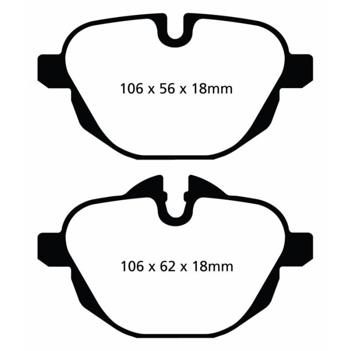 Колодки тормозные DP42047R EBC Yellowstuff DC1473; задние BMW 5 F10, G30; X3 F25, G01; БЕЗ M Sport