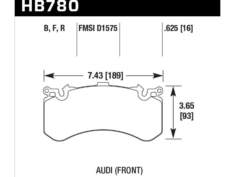 Колодки тормозные HB780B.625 HAWK HPS 5.0; перед AUDI A6, S6, A7 4G; A8 S8 4H; PR 1LU, 1LX, 1LN 